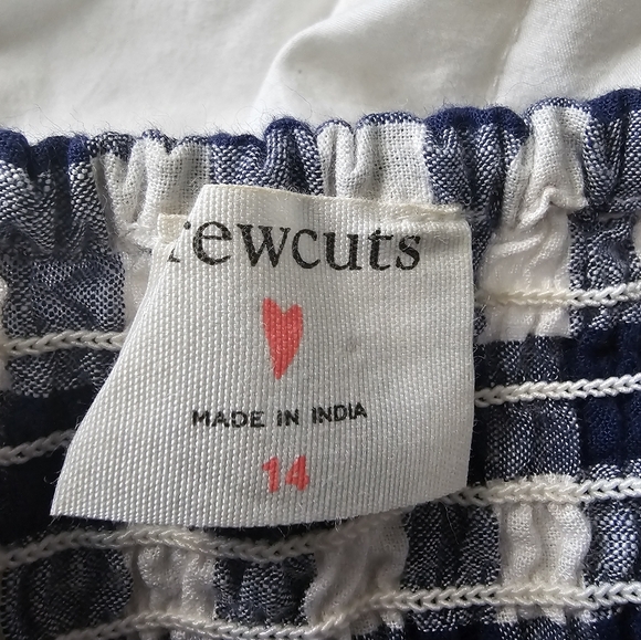 J. Crew Crewcuts Girls' smocked ruffle dress gingham ink/white - Sz 14 - Picture 3 of 4